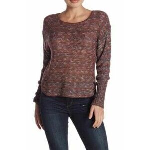 Susina Pullover Sweater Top Size M Hi Low Marled Burgundy Beet Red NWT B14